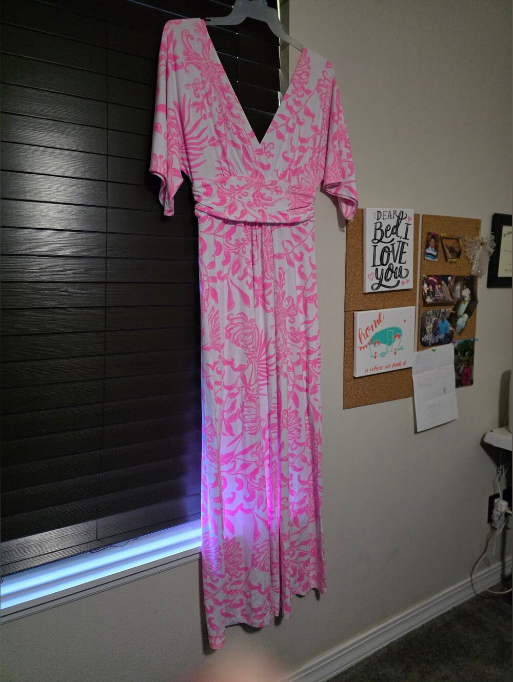 Lilly Pulitzer Pink & White Floral V‑Neck Maxi Dress